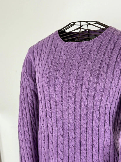 Lilac Purple LL Bean Cable Knit Jumper Medium