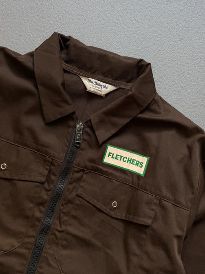 British Workwear Zip Jacket 80s XL Brown