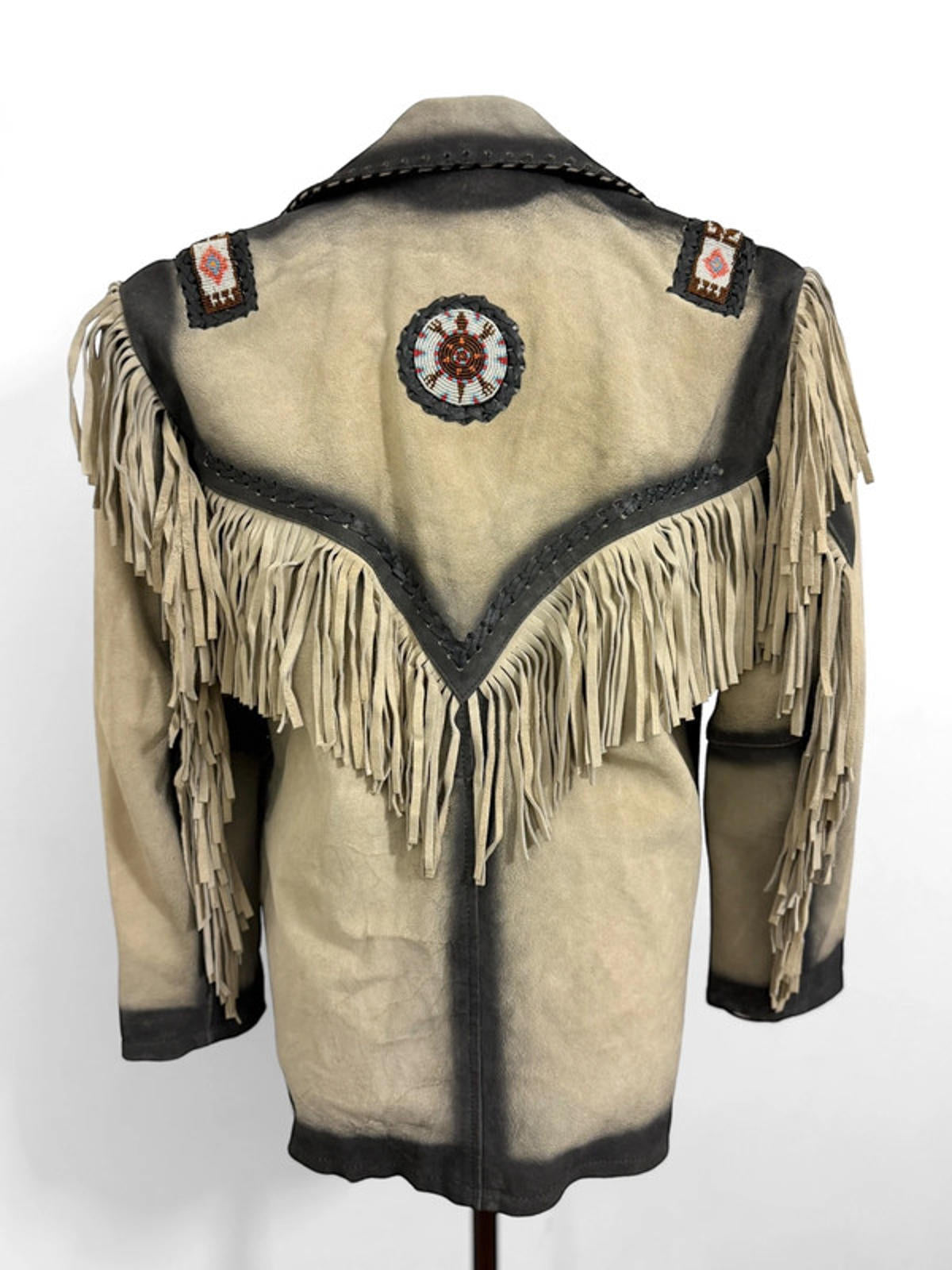 Western Cowboy Fringe Real Leather Native Jacket Medium