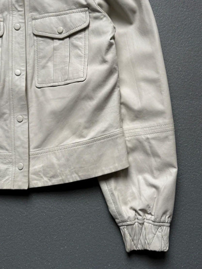 Ibana White Faux Leather Trucker Jacket Small