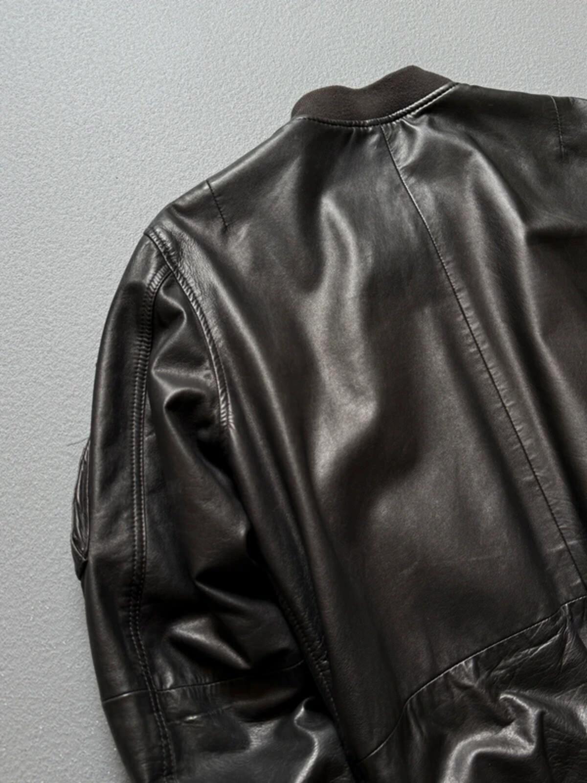 Diesel Black Leather Bomber Jacket Medium Men’s