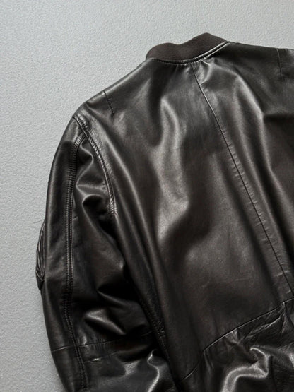 Diesel Black Leather Bomber Jacket Medium Men’s