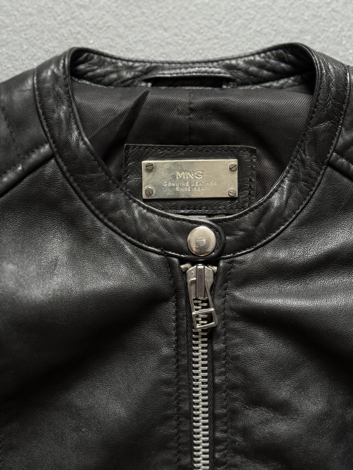 Mango Leather Jacket XS Black