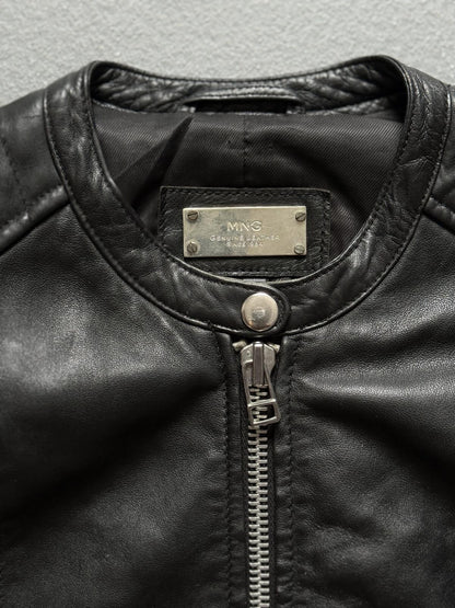 Mango Leather Jacket XS Black