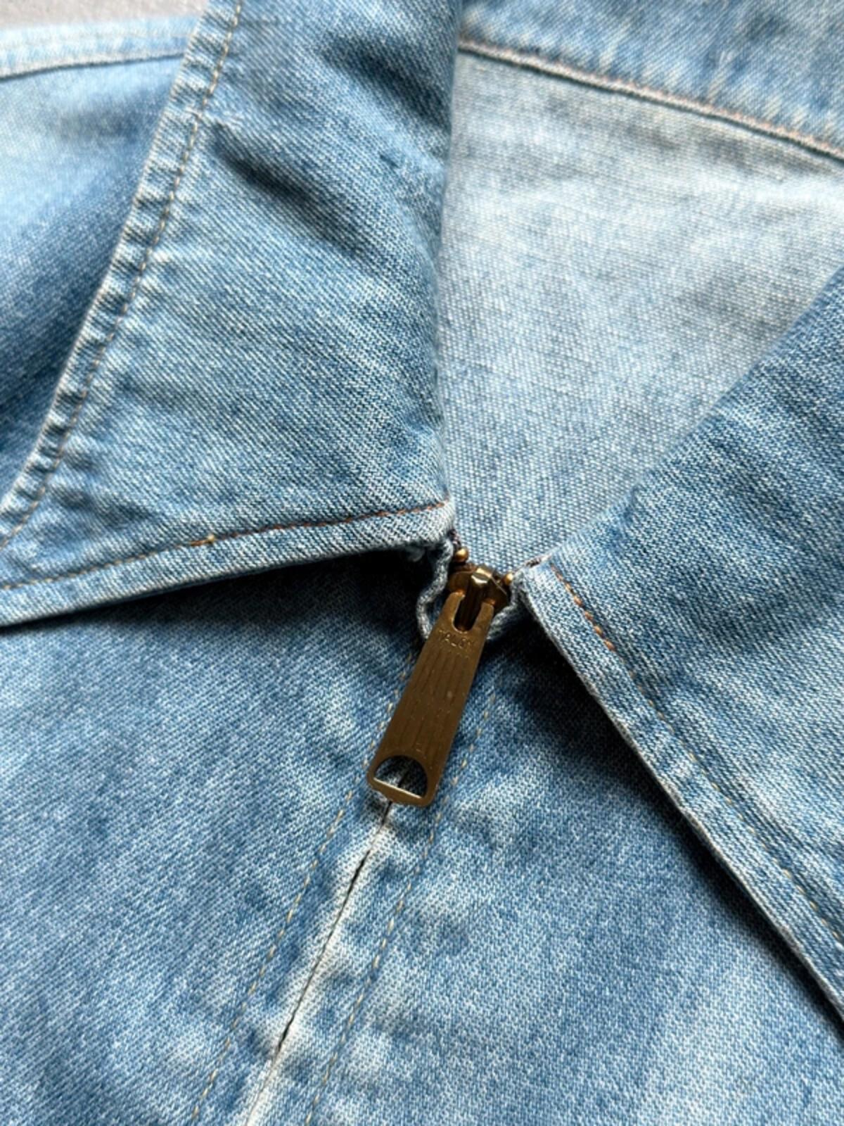 70s Lee Zip Denim Trucker Jacket Medium / Large