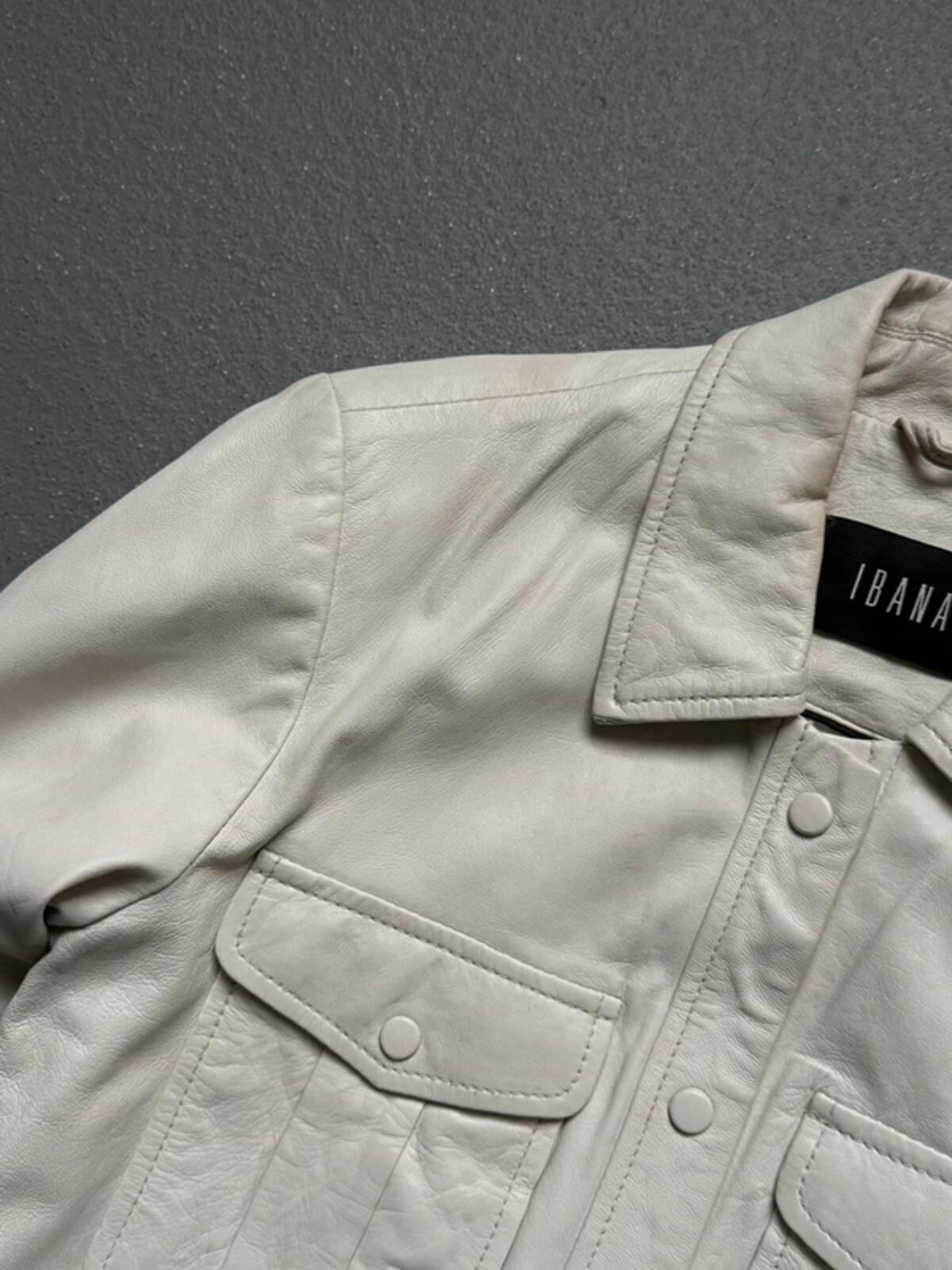 Ibana White Faux Leather Trucker Jacket Small