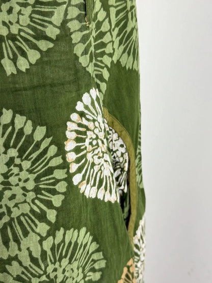 Mandarin Collar Vintage Botanical Pattern Dress Medium