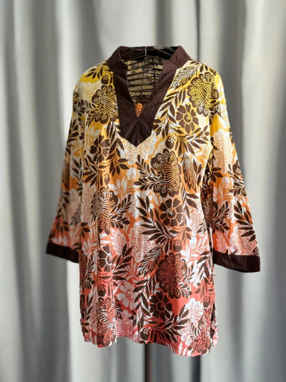 Y2K Boho Botanical Tunic XL Ladies
