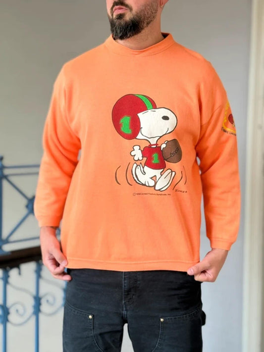 Vintage Snoopy Sweatshirt Large Peanuts Coral 80s