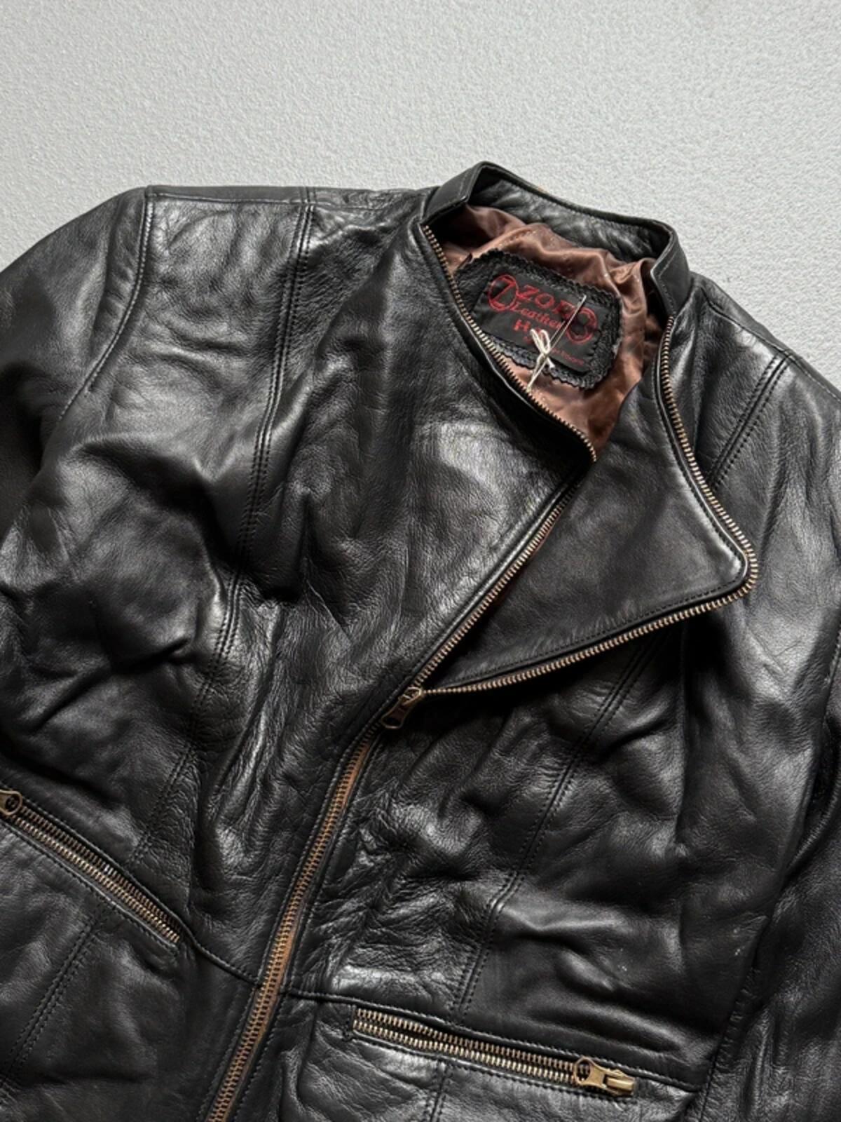 1980s Asymmetrical Black Leather Biker Jacket Small