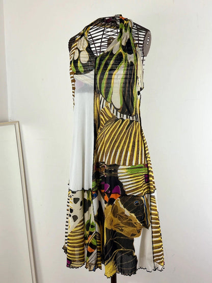 Y2K Floral Backless Halter Neck Dress Size 10