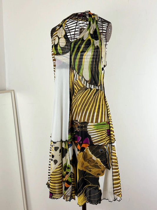 Y2K Floral Backless Halter Neck Dress Size 10