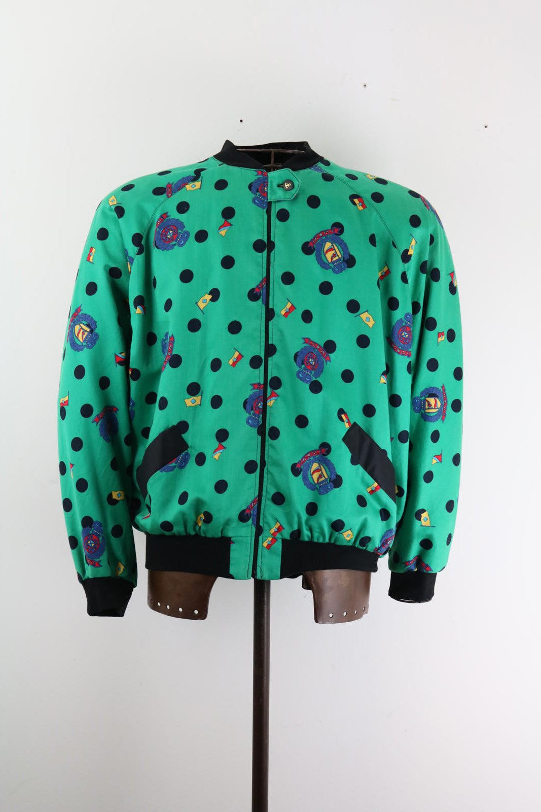 Christel Linnemann Polkadot Baroque 80s Bomber Jacket XL Ladies