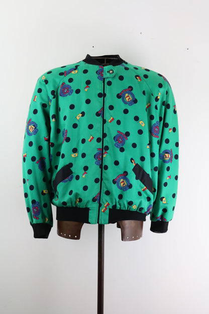 Christel Linnemann Polkadot Baroque 80s Bomber Jacket XL Ladies