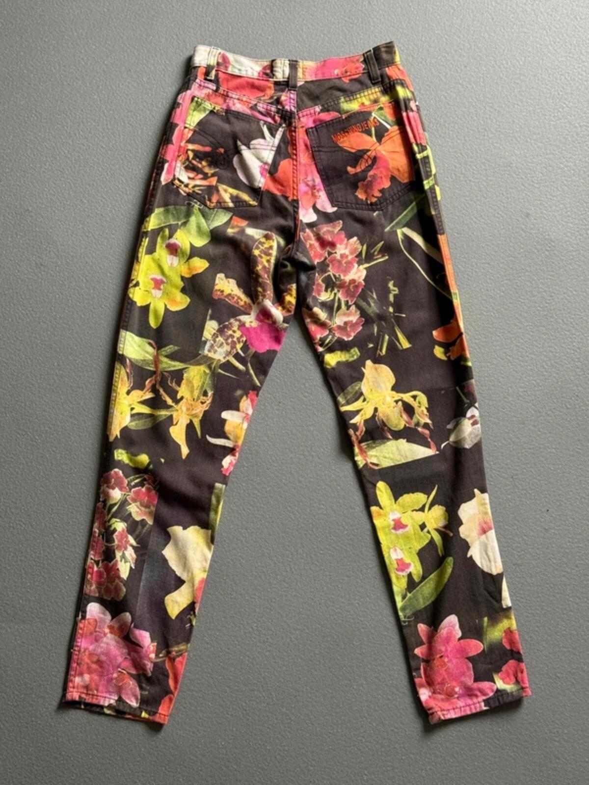Moschino High Waisted Trousers 26” Floral Print 90s Vintage