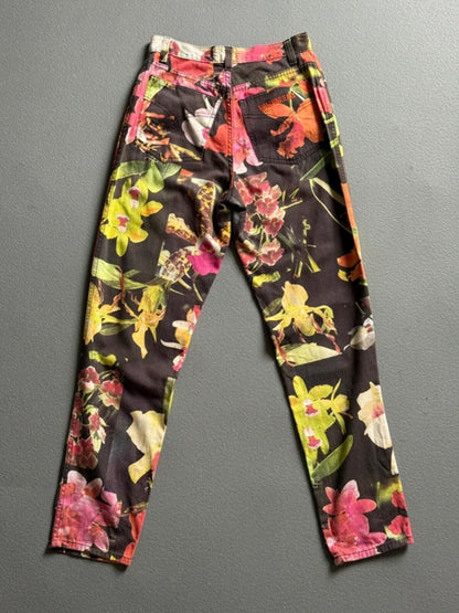 Moschino High Waisted Trousers 26” Floral Print 90s Vintage