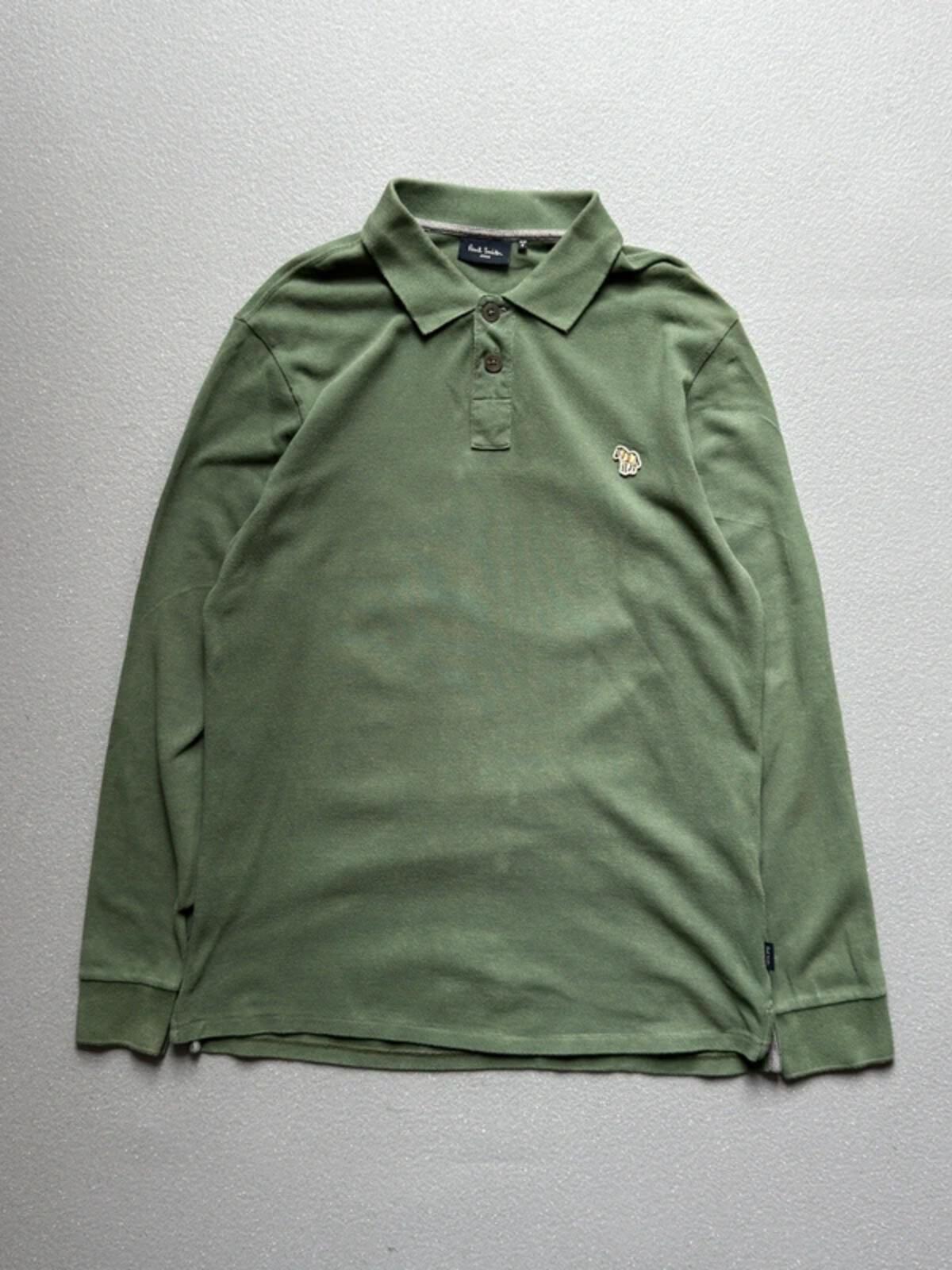 Paul Smith Zebra Long Sleeve Green Polo Shirt Medium