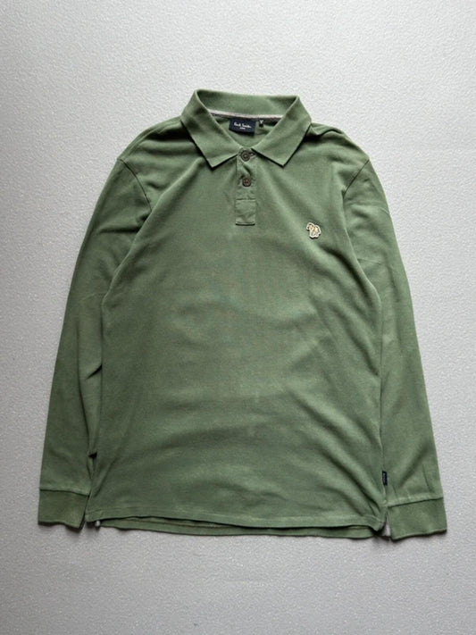 Paul Smith Zebra Long Sleeve Green Polo Shirt Medium