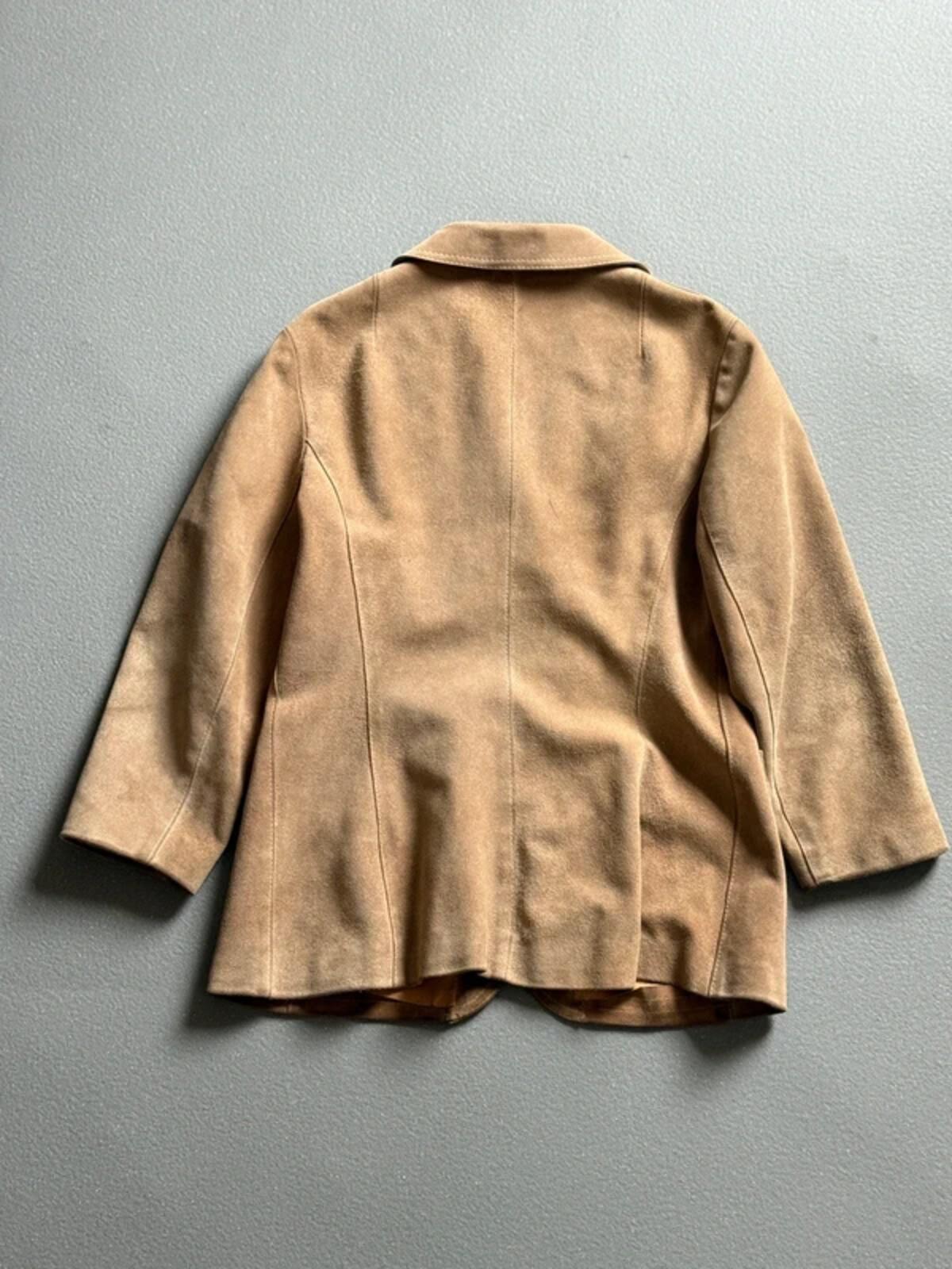 70s Suede Coat Size 18 Beige Brown Made in England