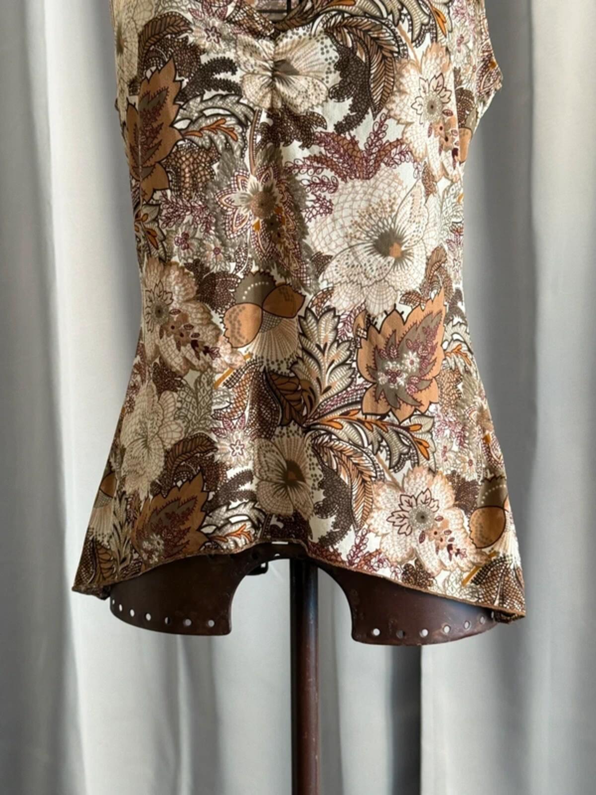 Y2K Boho Botanical Print Vest Top Large