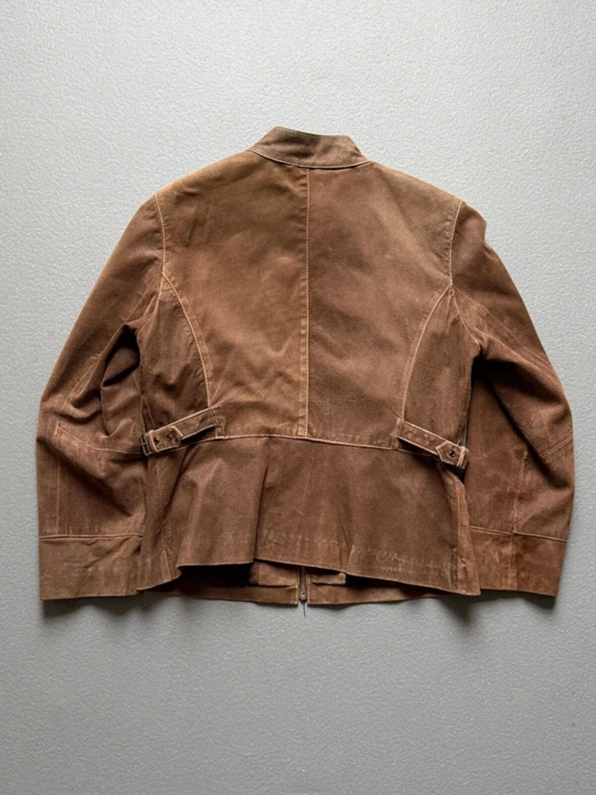 1980s Brown Suede Utility Bomber Jacket Medium Ladies