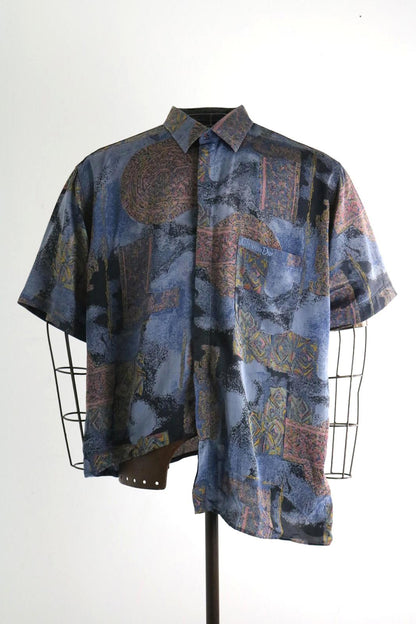 Christian Dior 90s Silk Shirt Asymmetrical XXL Patterned