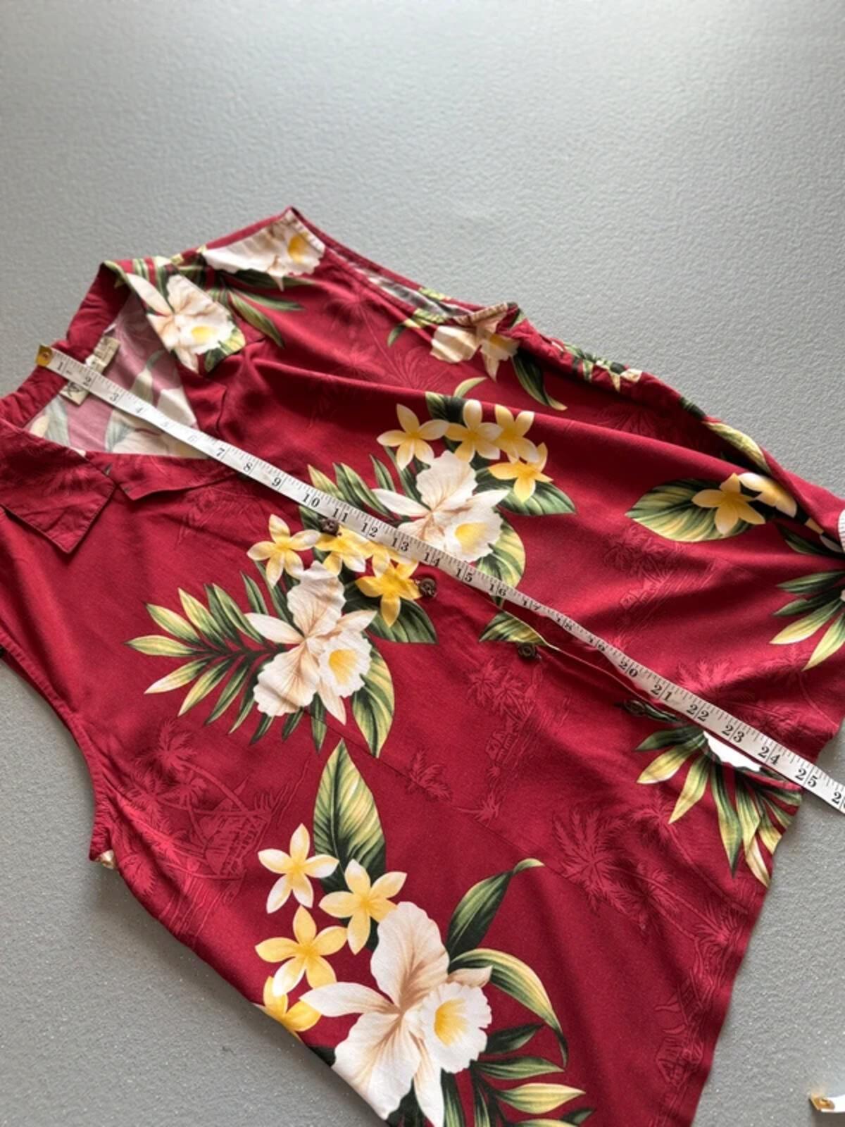 Ladies Vintage Hawaii Floral Sleeveless Shirt XL