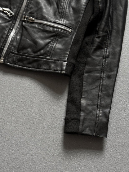 Mango Leather Jacket XS Black