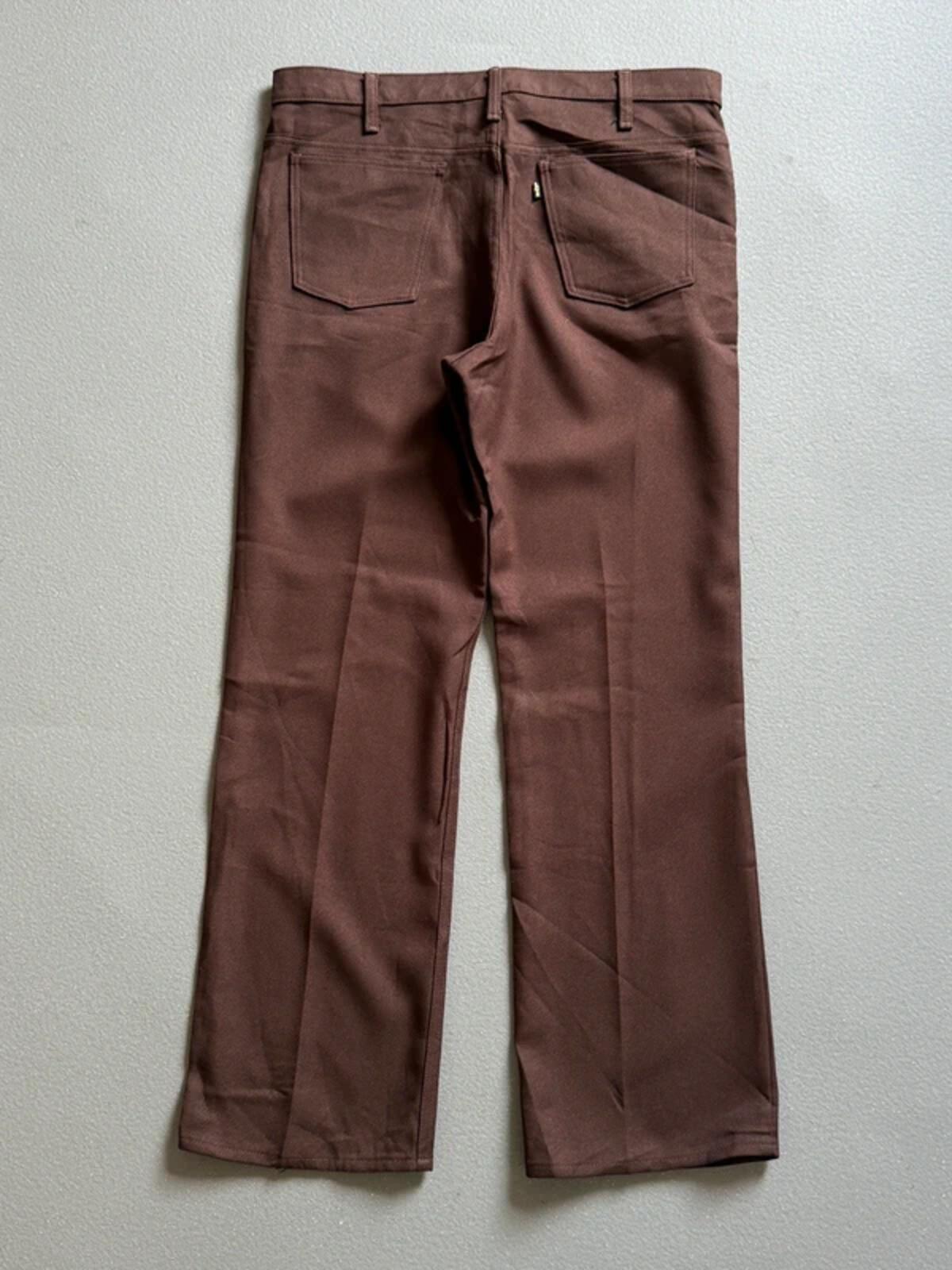 Levi’s 517 Vintage Brown Pleated Poly Flared Trousers 38 x 32”