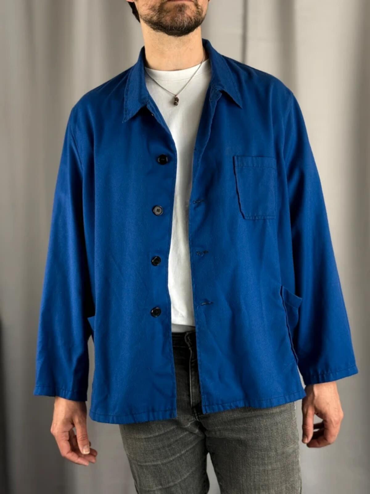 Cobalt Blue Vintage French Work Jacket XL