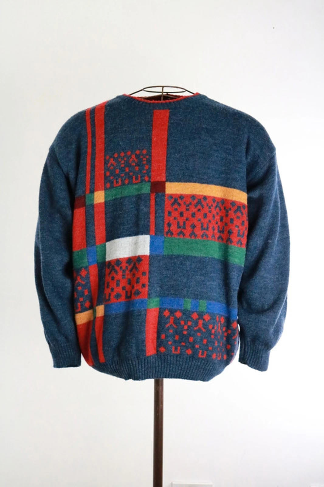Vintage Art Style Pattern Wool 90s Jumper Large