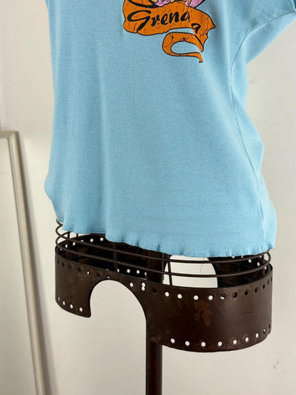 Y2K Asymmetrical Collar Graphic Baby Tee XL