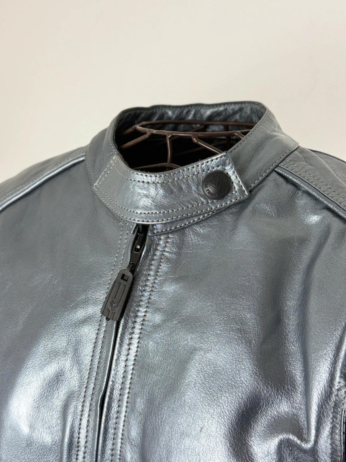 Frank Thomas Silver Cropped Motorcycle Jacket Size 16