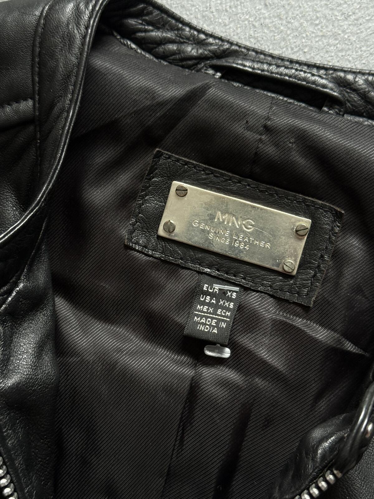 Mango Leather Jacket XS Black