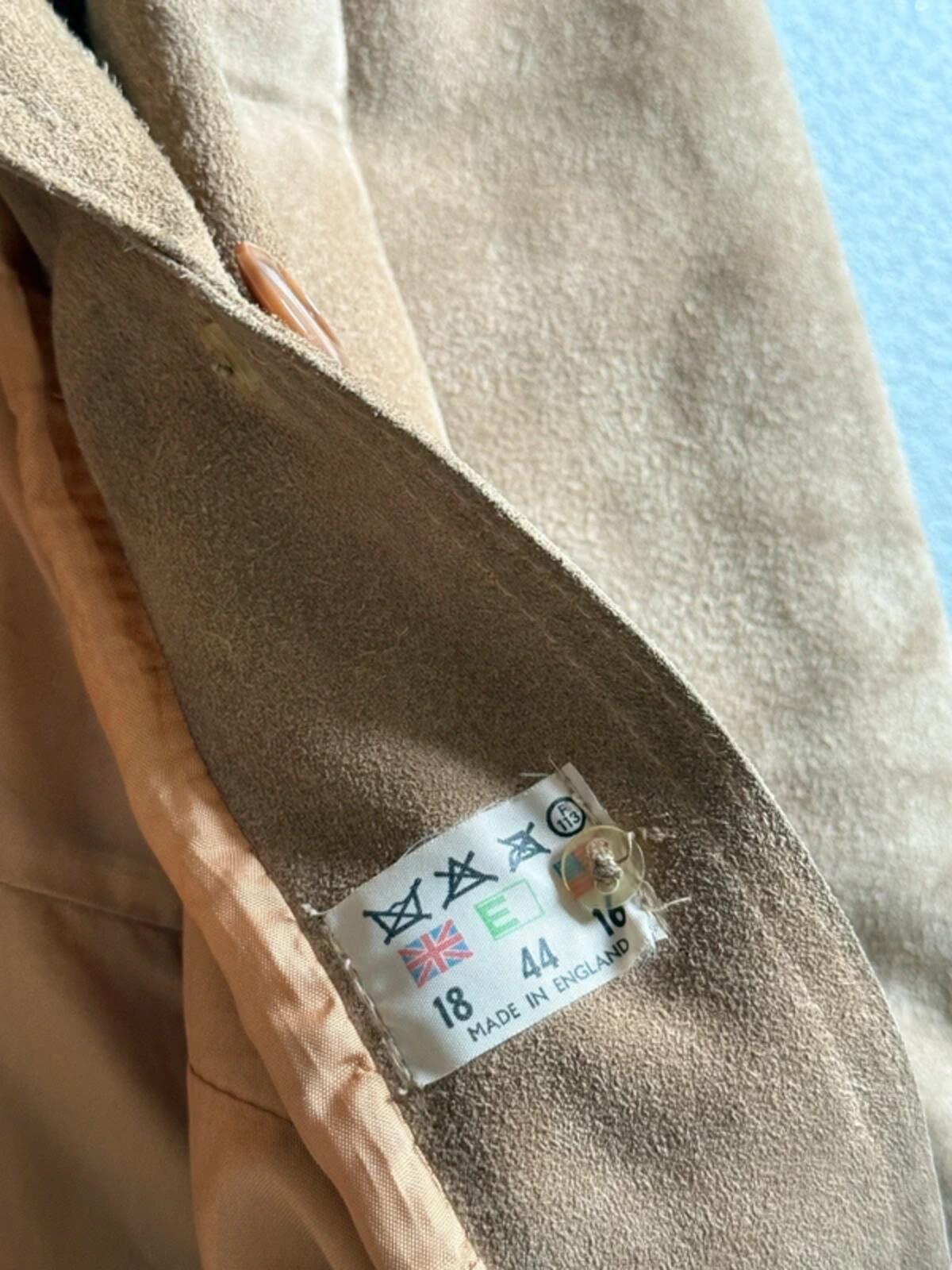 70s Suede Coat Size 18 Beige Brown Made in England