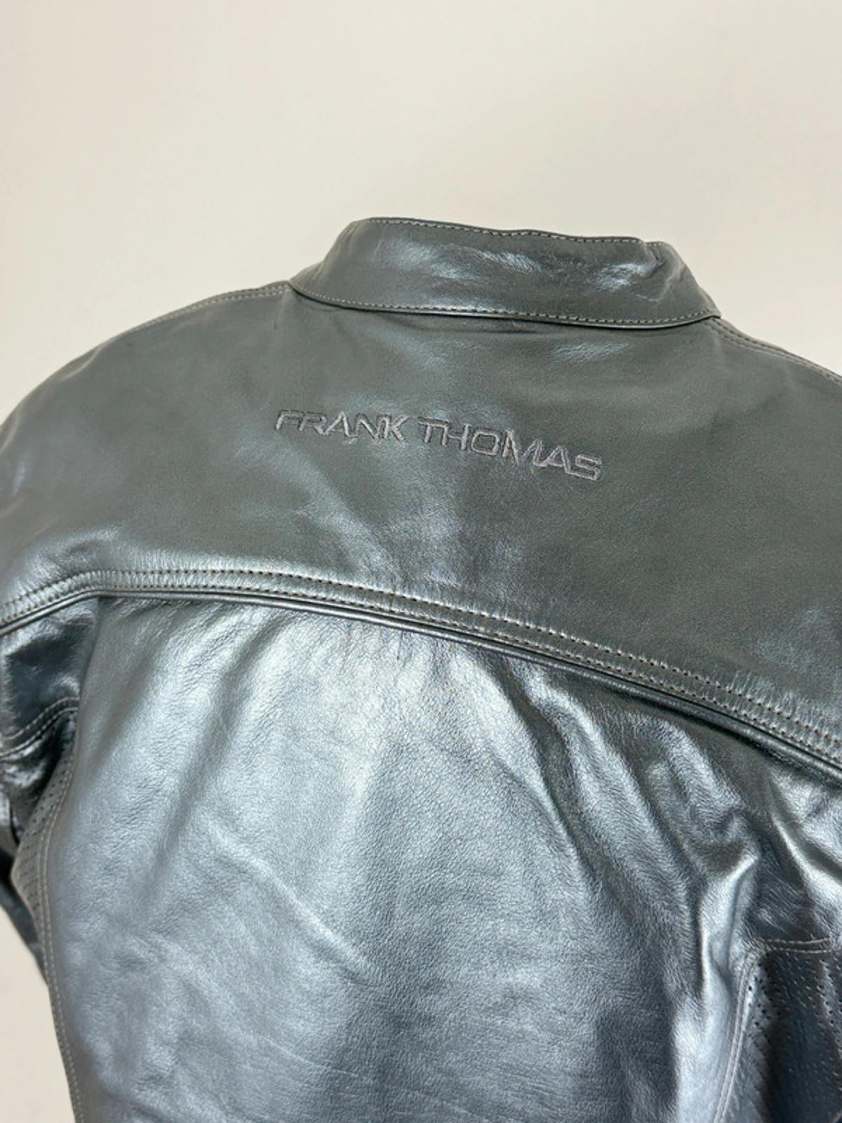 Frank Thomas Silver Cropped Motorcycle Jacket Size 16