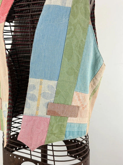Vintage Cropped Patchwork Waistcoat Reversible