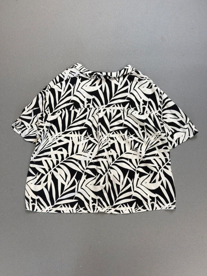 Jane + Delancry Botanical Cropped Rayon Shirt Large