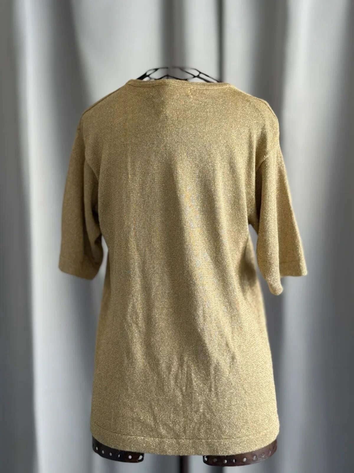 Metallic Rayon & Lurex Gold 80s T Shirt Medium