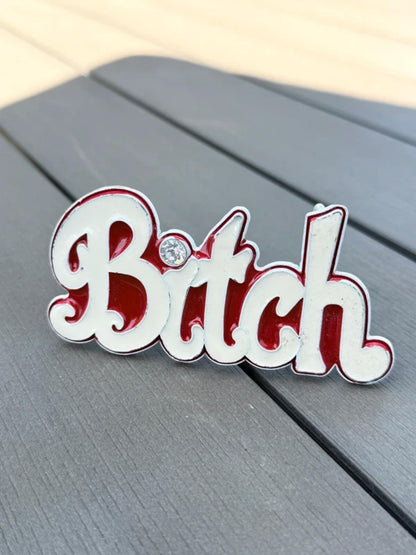 Y2K Bitch Belt Buckle with Diamonte