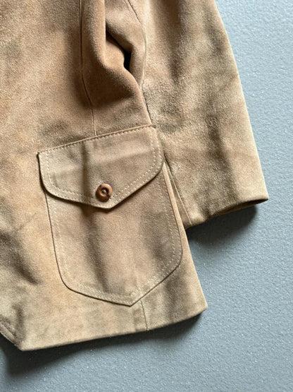 70s Suede Coat Size 18 Beige Brown Made in England