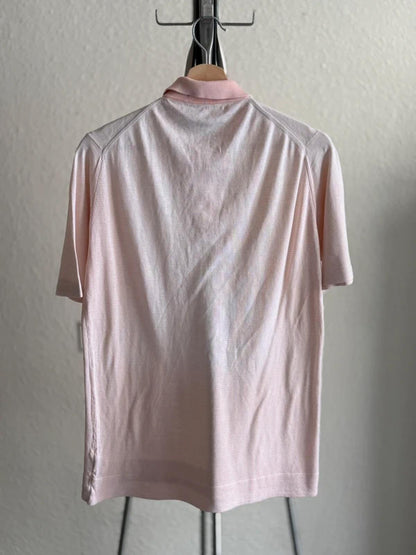 John Smedley 60s Vintage Sea Island Cotton Light Pink Polo Shirt Medium