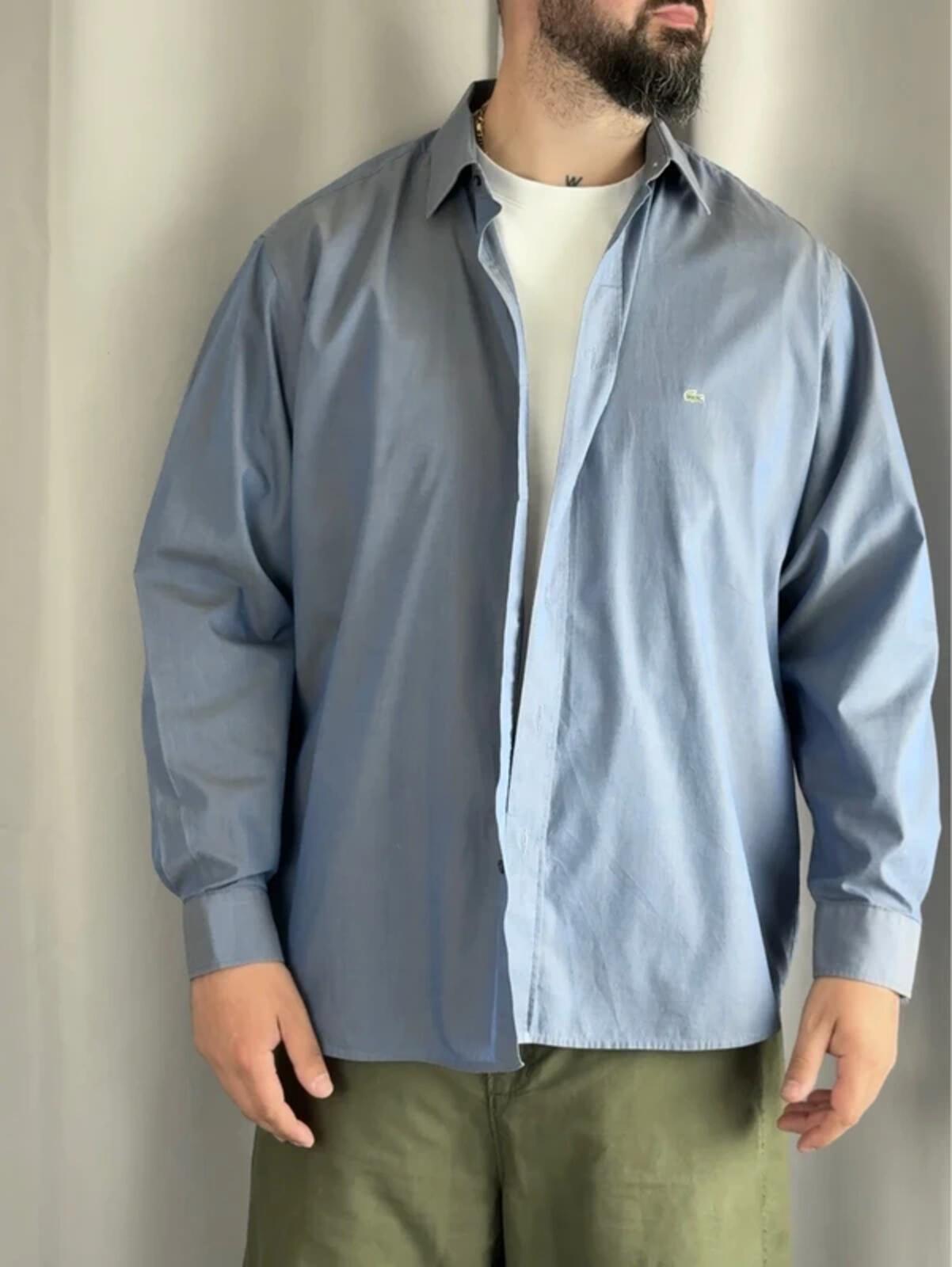 Lacoste 90s Iridescent Blue Grey Shirt XL