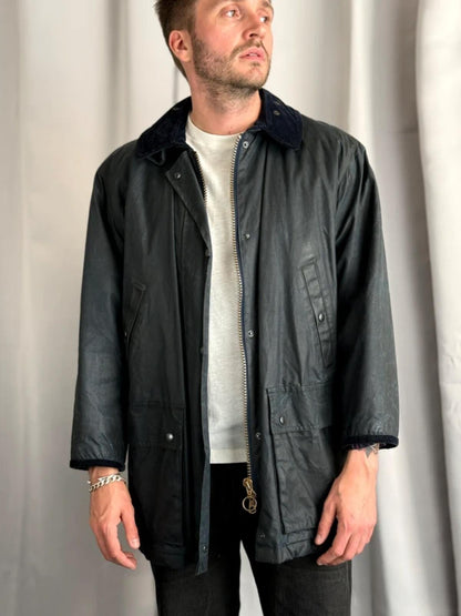 St Michael M&S Vintage Wax Coat Medium Navy