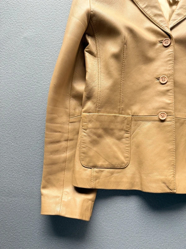 ARMA Buttery Beige Leather Jacket – Women’s UK 16