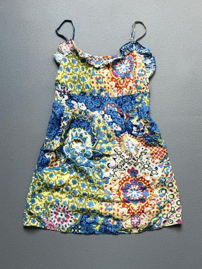 Y2K Strap Romper Dress Floaty Floral Medium
