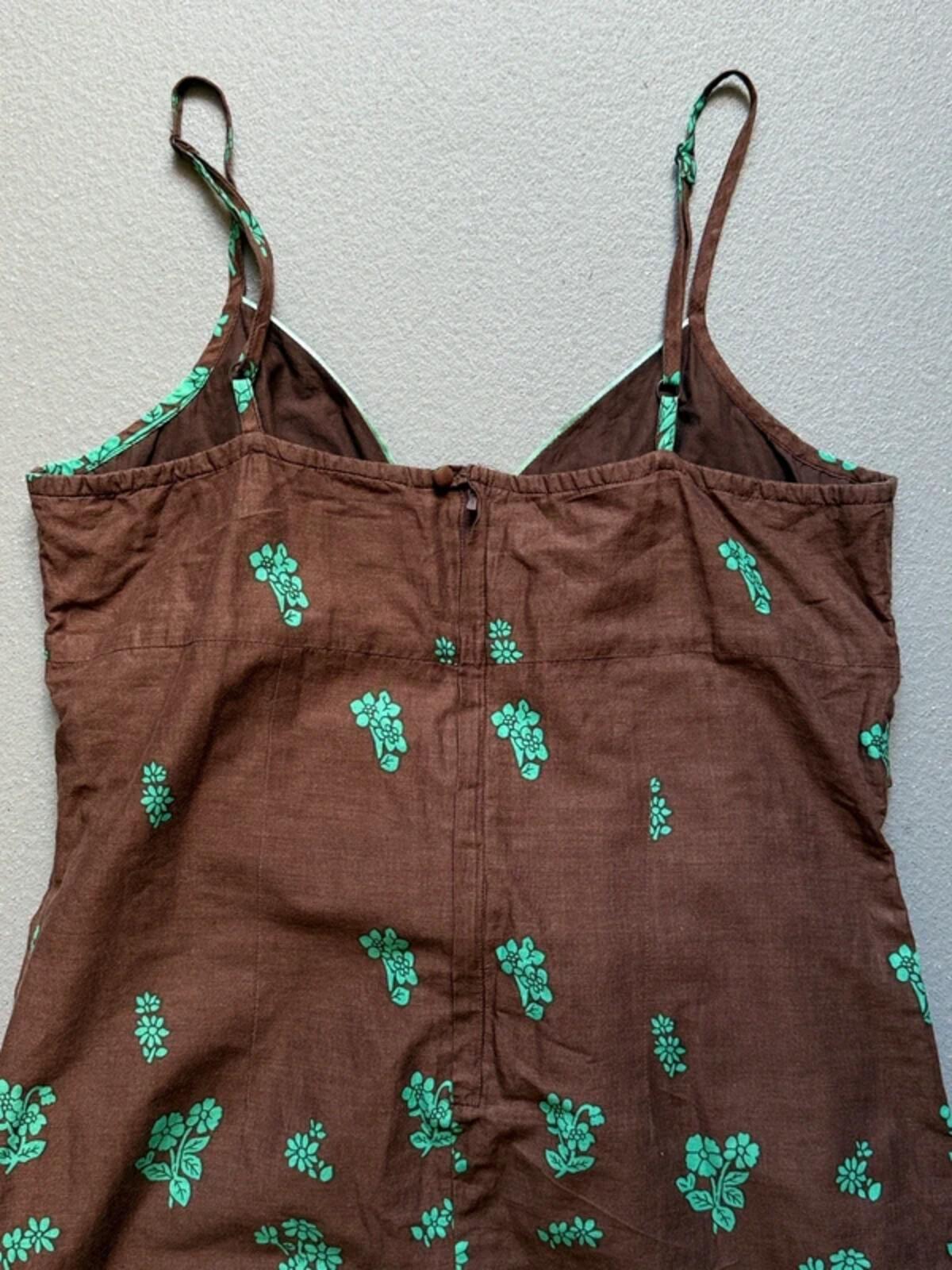 Y2K Jeep Strappy Brown & Green Floral Dress Size 8
