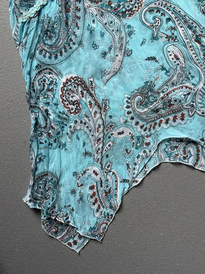 Y2K Sequin Sheer Asymmetrical Blouse Large 14