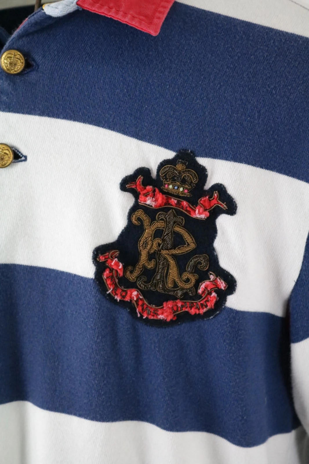 Ralph Lauren Rugby Shirt Striped Large Polo Navy Prep