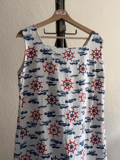 Vintage Nautical Sea Print House Dress Large